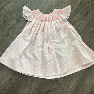 Pink polkadot embroidered dress